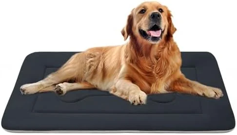 Large Dog Bed Soft Dog Crate Pad Mat, 42 in Non-Slip Bottom Washable Dog Sleeping Mattress Pet Beds Cat Bed Kennel Pad, Dark Blue Gray